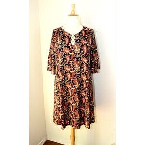 Peasant Cottagecore CHELSEA TAYLOR Dress Sz. 2X Multicolor Victorian Paisleys 04
